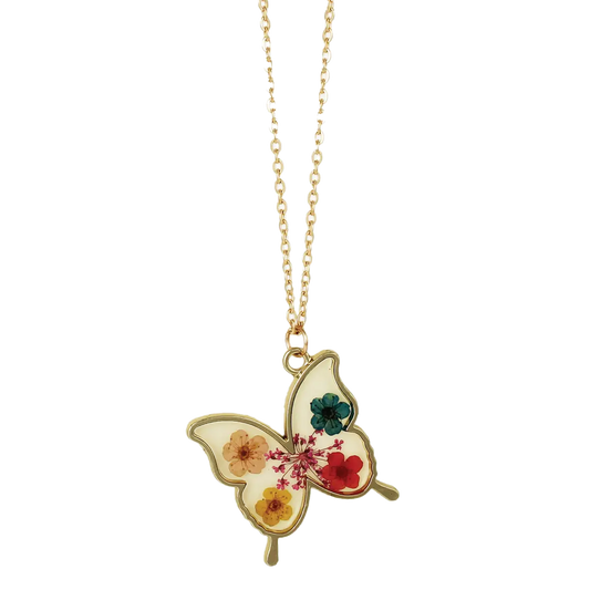 Butterfly Pressed Flower Necklace