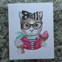 cat with ice cream cones art print