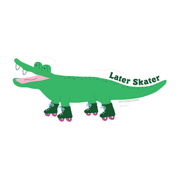 roller skating alligator sticker