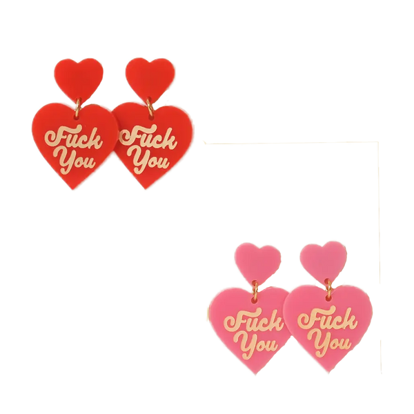 Fuck You Heart Drop Earrings