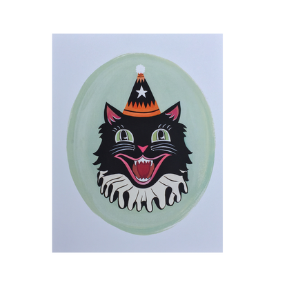 Green Circus Cat Print