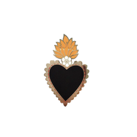 Mexican Heart Enamel Pin Badge - Black/Silver