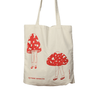 inner peach mushroom girls cotton canvas tote bag