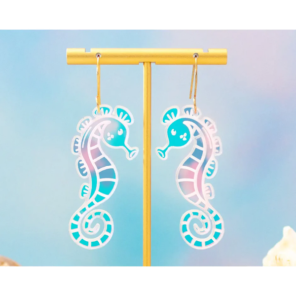Holographic Seahorse Earrings