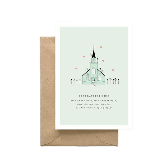 Here's the Church, Here's the Steeple Wedding Card