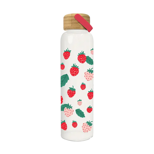 Berry Fresh Glass Water Bottle with Bamboo Lid