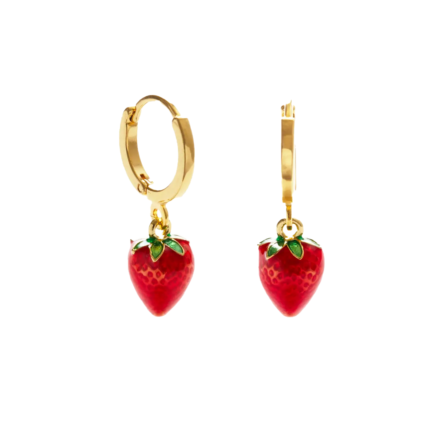 Strawberry Huggie Hoop Dangle Earrings