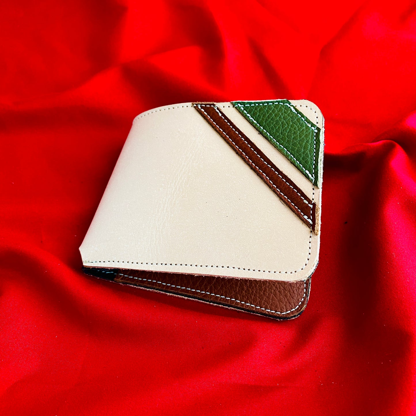 Tan Striped Leather Wallet