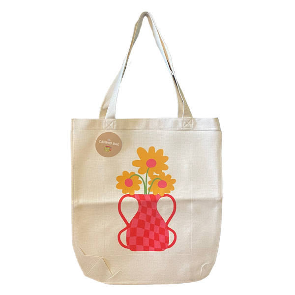 Checkered Flower Tote
