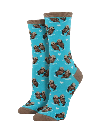women's blue significant otter otters holding hands socks
