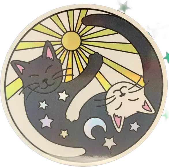 Kitty Sun & Moon Yin Yang Sticker